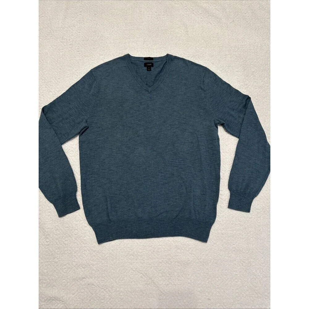 J Crew Sweater Men Medium Slim Pullover 100% Cotton V-Neck Lightweight NWOT